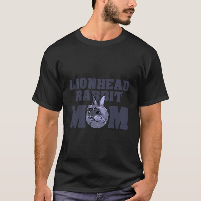Blue Gray Black Lionhead Rabbit Mom T-Shirt (Front)