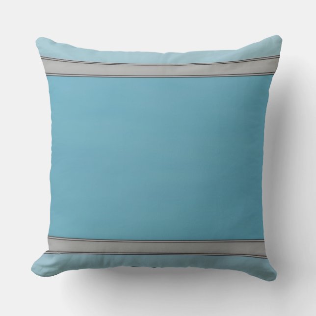 Blue, Gray, Black simple as that Outdoor Pillow (Front)