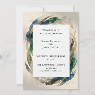 Blue Gray Botanical Wedding Invitation