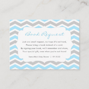 Blue Gray Boy Baby Shower book request Enclosure Card
