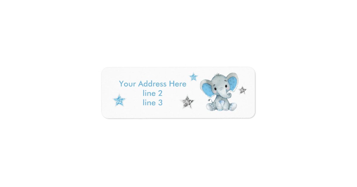 Blue Gray Boy Elephant Address Labels | Zazzle