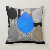 Blue Gray Brown Leaves accent Throw Pillow