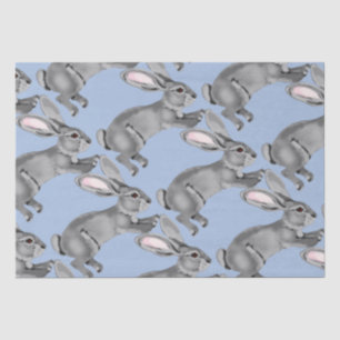 Blue Gray Bunny Rabbit Animal Pattern Baby Shower Tissue Paper