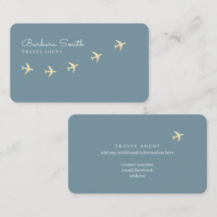 Blue-Gray Business Card for a Travel Agent