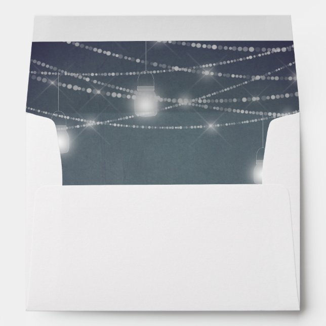 Blue Gray Chalkboard & Mason Jar String Lights Envelope (Back (Bottom))