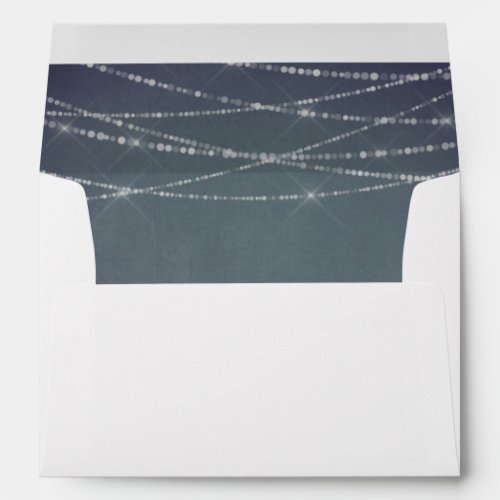 Blue Gray Chalkboard  White String Lights Envelope