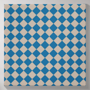 Blue Gray Checker Diamond Pattern Canvas Photo Tile