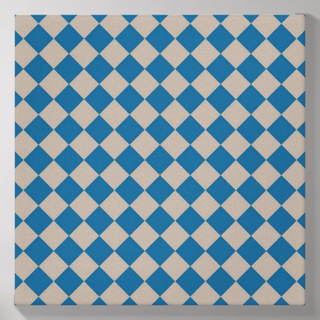 Blue Gray Checker Diamond Pattern Canvas Photo Tile (Front Set)