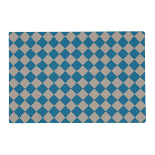 Blue Gray Checker Diamond Pattern Placemat