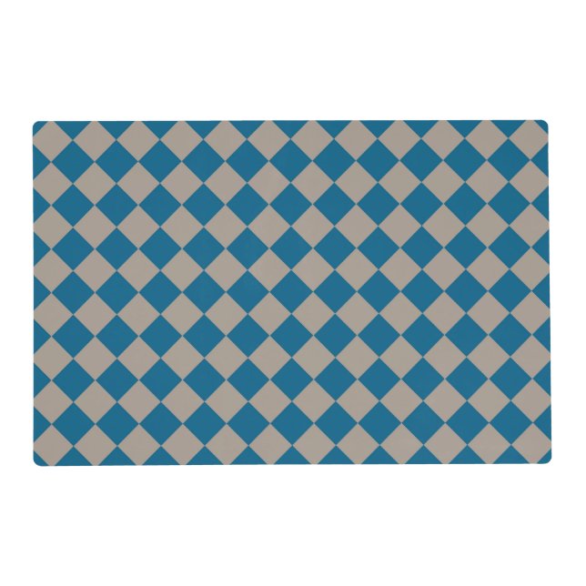 Blue Gray Checker Diamond Pattern Placemat (Front)