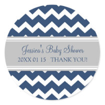 Blue Gray Chevron Baby Shower Favor Stickers