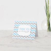 Blue Gray Chevron Baby Shower thank you notes