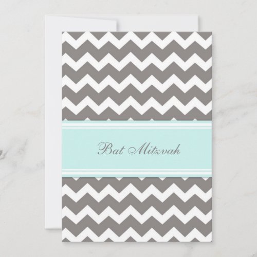 Blue Gray Chevron Bat Mitzvah Invitations