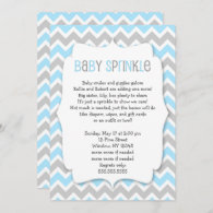 Blue Gray Chevron Boy Baby Sprinkle Invitation