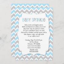 Blue Gray Chevron Boy Baby Sprinkle Invitation