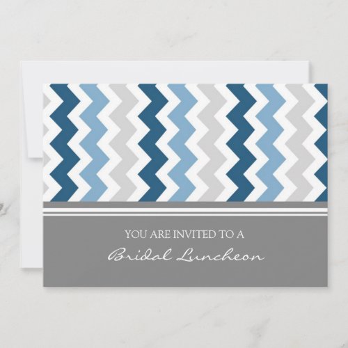 Blue Gray Chevron Bridal Lunch Invitation