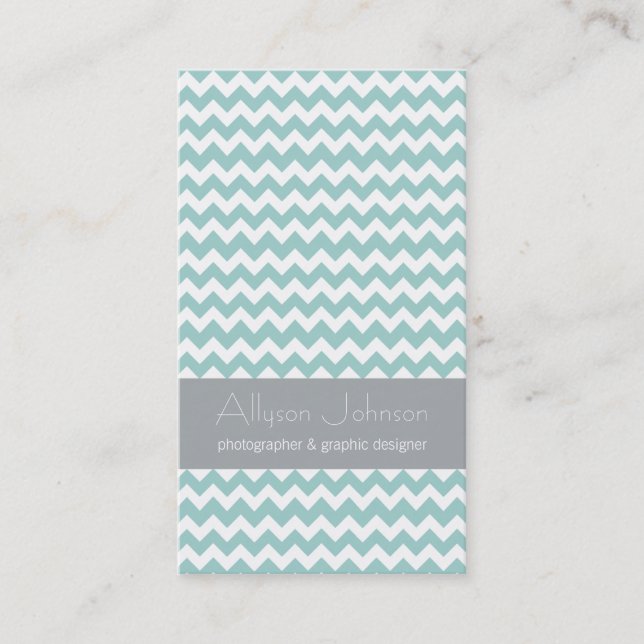 Blue & Gray Chevron Design Business Cards (Front)