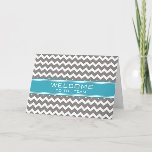 Blue Gray Chevron Employee Welcome to the Team Card