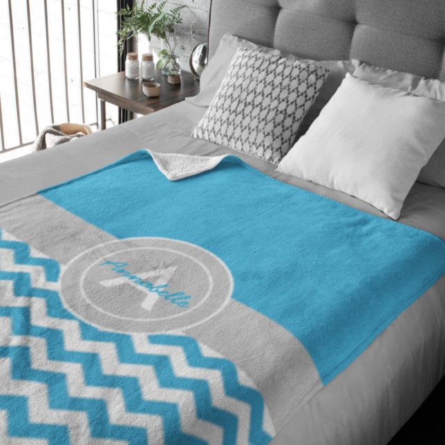 Blue Gray Chevron Fleece Blanket (Creator Uploaded)