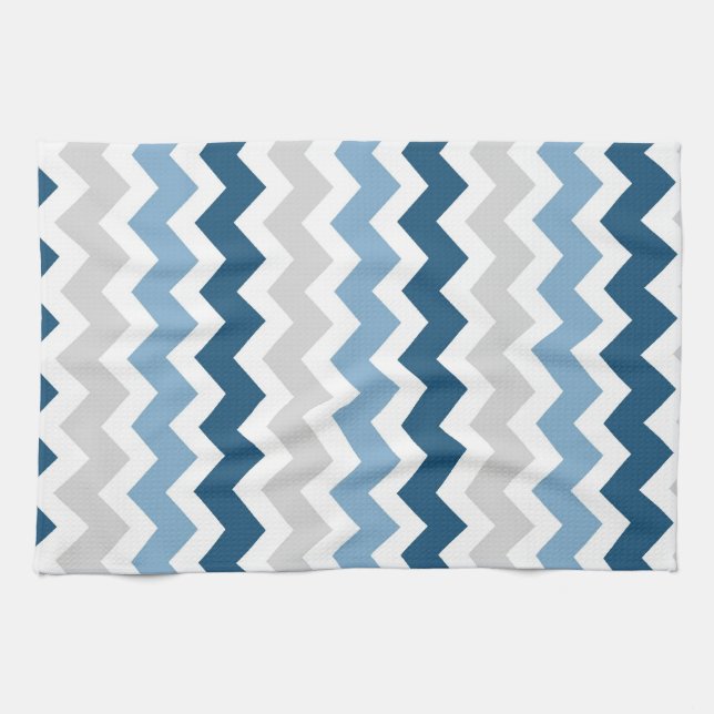 Blue Gray Chevron Kitchen Cloth Towel (Horizontal)