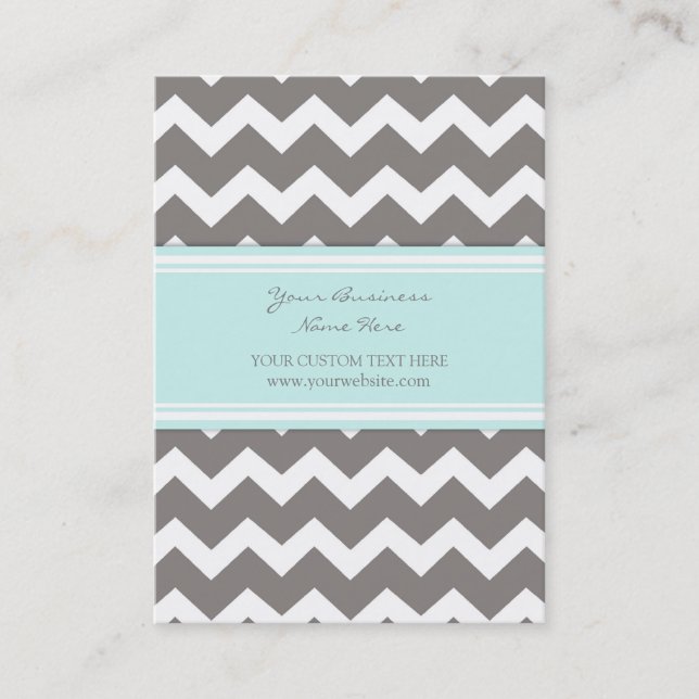 Blue Gray Chevron Retro Business Cards (Front)