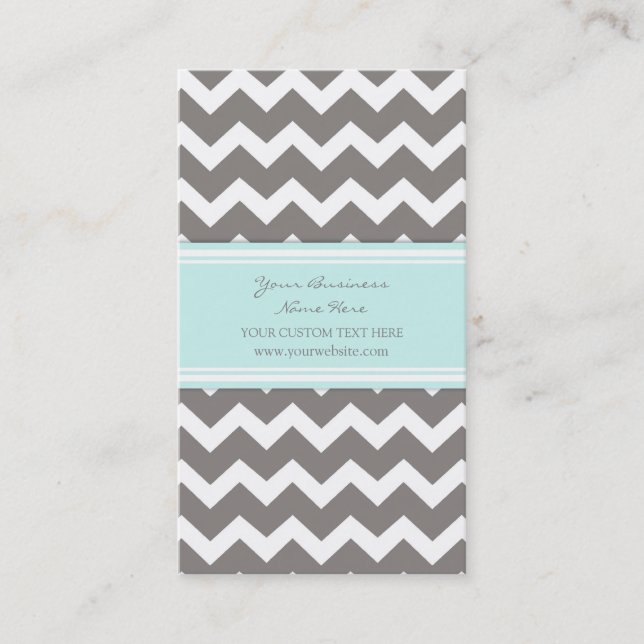 Blue Gray Chevron Retro Business Cards (Front)