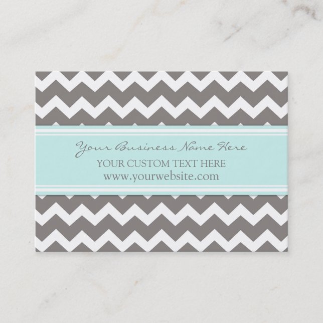 Blue Gray Chevron Retro Business Cards (Front)