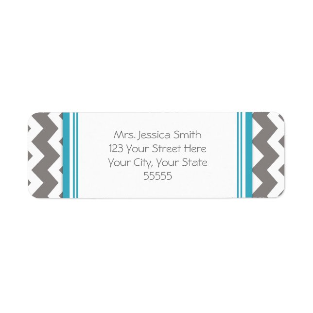Blue Gray Chevrons Custom Return Address Labels (Front)