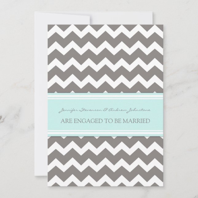Blue Gray Chevrons Engagement Announcement Cards (Front)