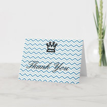 Blue Gray Chevrons with Crown Thank You Card