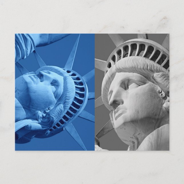 Blue Gray Close-up Statue of Liberty Postcard (Front)