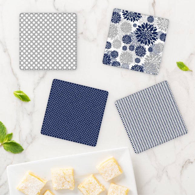 Blue & Gray  Coaster Set (In Situ)