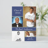 Blue/Gray Collage - 3x5 Graduation Announcement (Standing Front)