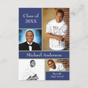 Blue/Gray Collage - 3x5 Graduation Announcement
