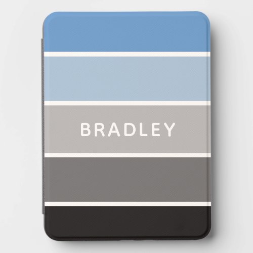 Blue Gray Colorblock Personalized Name Kindle Cover