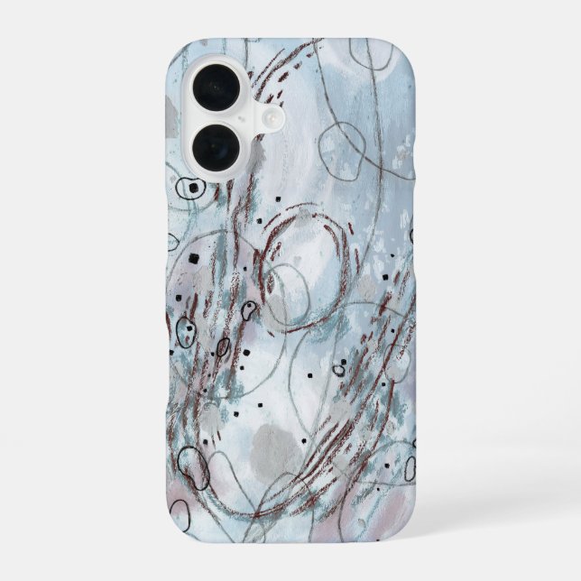 Blue Gray Contemporary Abstract Design iPhone Case (Back)