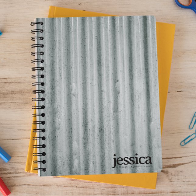 Blue-Gray Corrugated Steel Modern Typography Notebook (Creator Uploaded)