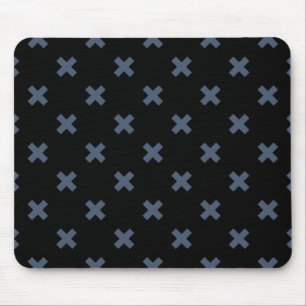 Blue-gray cross stitches on black mouse pad
