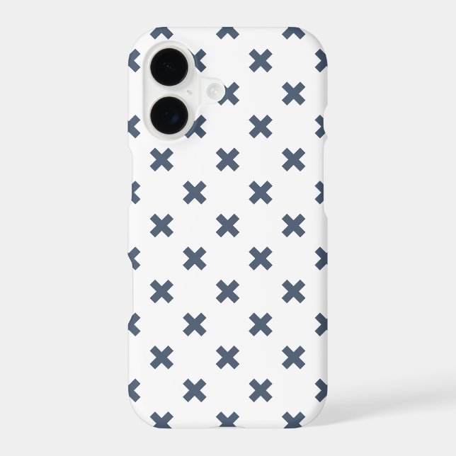 Blue-gray cross stitches on white Case-Mate iPhone case (Back)