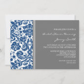 Blue Gray Damask Bridal Shower Invitation (Back)