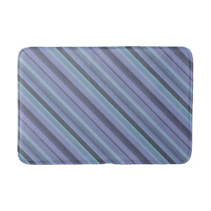 Blue-gray diagonal stripes bath mat