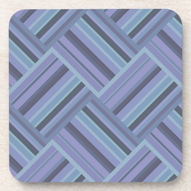 Blue-gray diagonal stripes weave pattern beverage coaster (Front)
