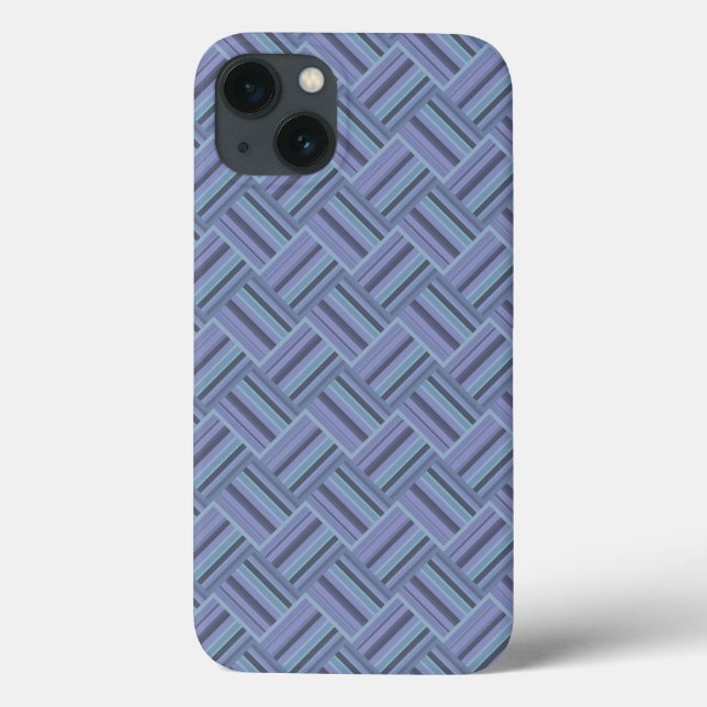 Blue-gray diagonal stripes weave pattern Case-Mate iPhone Case (Back)