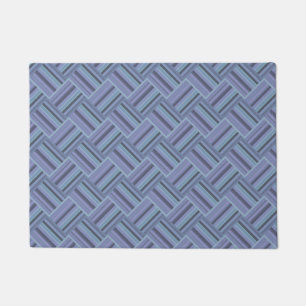 Blue-gray diagonal stripes weave pattern doormat