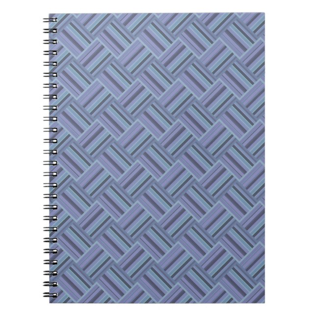 Blue-gray diagonal stripes weave pattern notebook (Front)