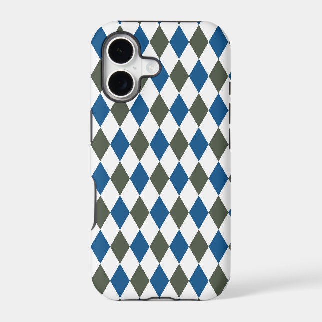 Blue Gray Diamond Mosaic Pattern Iphone Case (Back)
