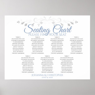 Blue & Gray Elegant 7 Table Wedding Seating Chart
