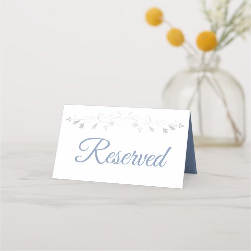 Blue  Gray Elegant Wedding Reserved Place Card