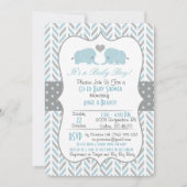 Blue Gray Elephant Baby Shower Invitation (Front)