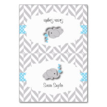 Blue & Gray Elephant Baby Shower |  Name Table Number